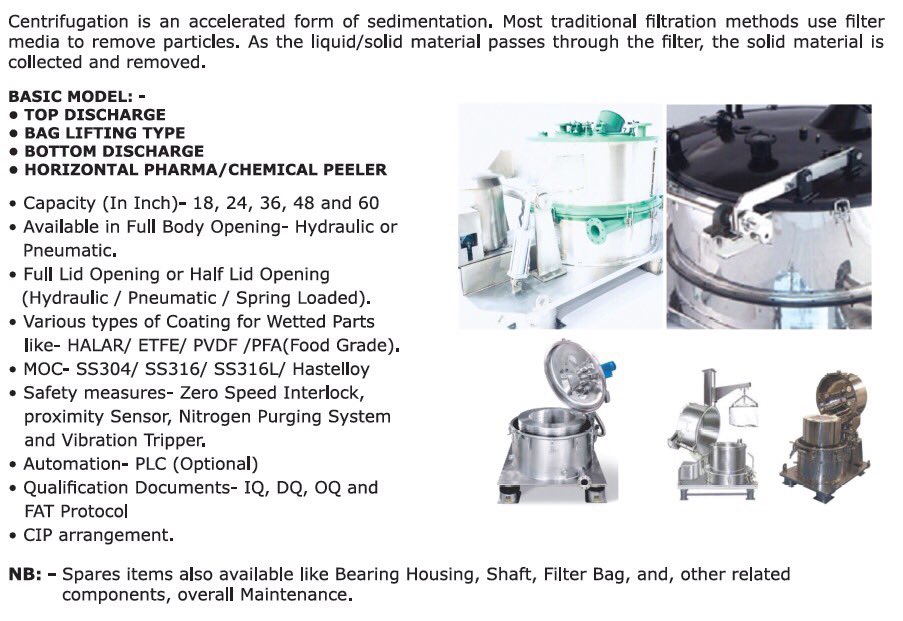 Synovatic's tweet photo. #Centrifuge #Baglifting #topdischarge #Bottomdischarge #Hydraulic #Pneumtic #Coating #Halar #ETFE #PFA #PVDF #Coating #Hastelloy #filtration #coating #manufacturer #manufacturing #factory #supplier #SynovaticIndia 
Email- marketing@synovaticindia.com
Call- +91 8421 842 601 https://t.co/HYfPcGWBoo