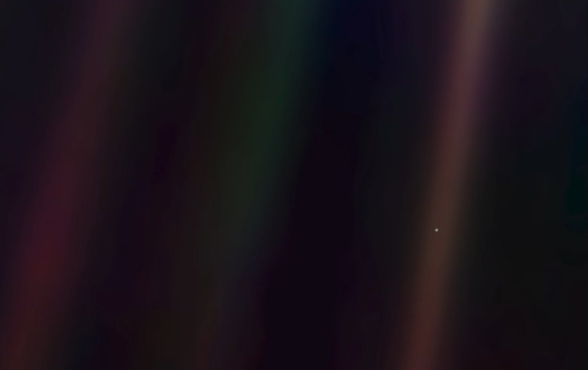 Here you can see a picture taken by the Voyager 1 Space Probe. Every person that ever existed lived/lives on that tiny dot in the middle of nowhere.