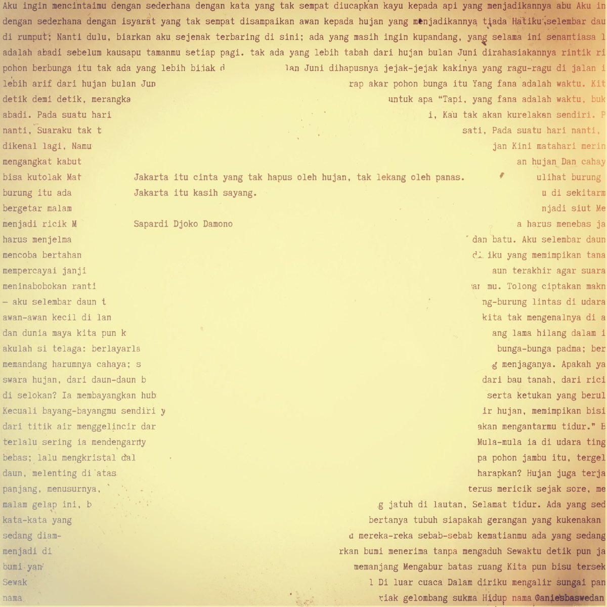 Innalillahi wa inna ilaihi raji'un. Kita kehilangan Legenda Sajak Indonesia, selamat jalan, Pak Sapardi. 
Karyamu abadi.