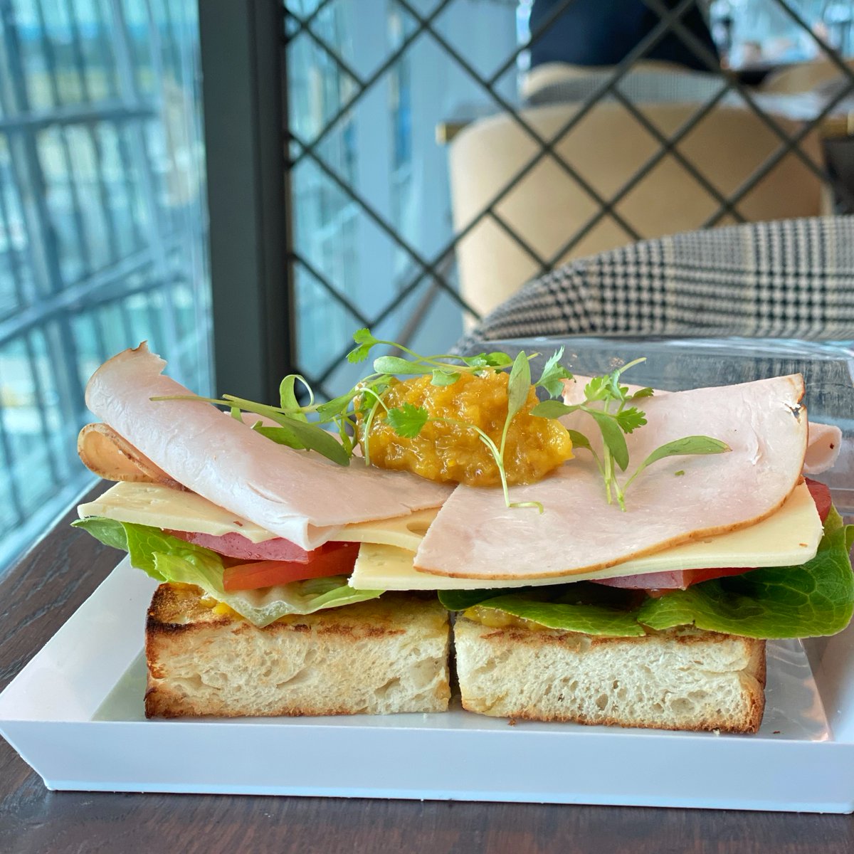 In a hurry? Not to worry! We're serving up our amazing turkey focaccia stack with Gordon's chutney, emmental cheese, lettuce and vine tomatoes to go. #ReadyForTakeOff