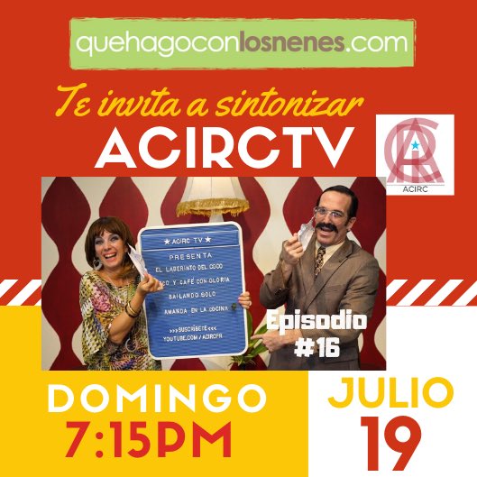ACirc te invita a su Episodio #16 de #ACircTV. 
Conéctate a la hora del evento a 👇
bit.ly/3jjRslC
#diversión #entretenimiento #familia  #ACirc #quehagoconlosnenes