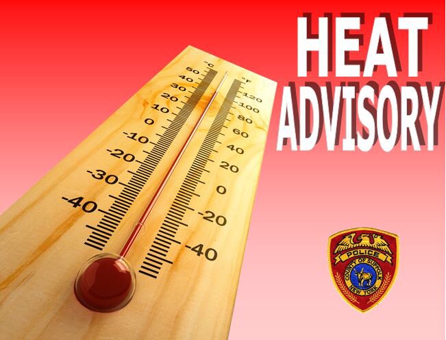 SCPDHq's tweet photo. As temperatures rise, the SCPD is urging residents to stay safe in the heat.

The ​@NWS has issued a heat advisory from noon on Sun. until 8 p.m. on Mon. It will feel approximately 100 deg., putting many at risk.

Never leave children or pets in a hot car for risk of death. https://t.co/PneIoVveyI