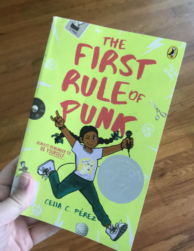 SchuesslerReads's tweet photo. Had to see for myself what all the hype was from our 5th graders who loved #TheFirstRuleofPunk. Now that I’ve read it, I totally get it! Thanks for this @CeliaCPerez! Brb, gonna go make some zines! #beyourself https://t.co/WgSvcXU1l1