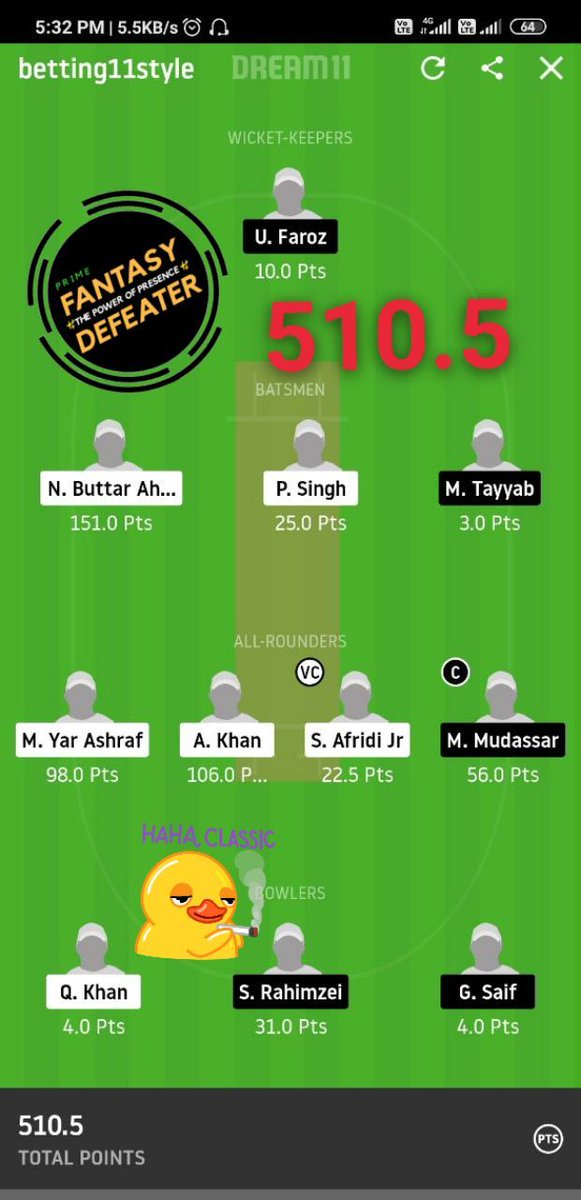 FantasyDefeater's tweet photo. #MSFvsFCD #Dream11 #t10
#winnings 🥂🥂 https://t.co/aSaOdT2K9U