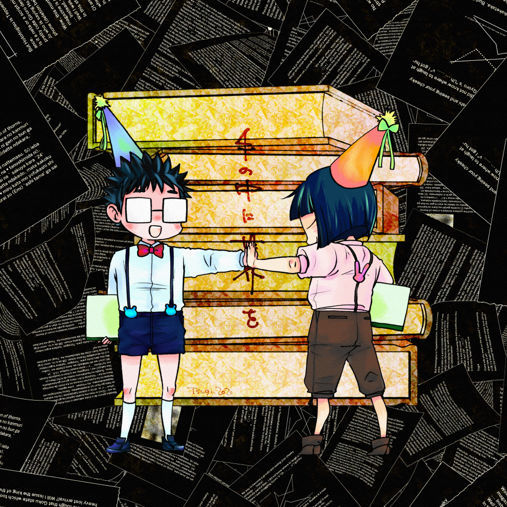涙ちゃんからバトン貰った!バトンとか何年ぶりだろ!嬉しい!
最近あんまり絵を描いてないしジャンルも混沌としてるから直近4年分のはかきょ誕絵(と漫画の一部)置いときます
#引用RTで絵を上げて5人指名するバトンでお気に入りの絵を載せる https://t.co/e7NbKsmXEe