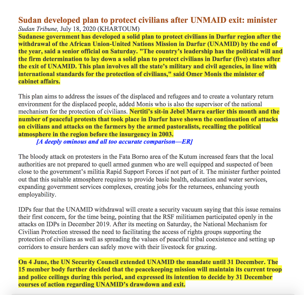 sudanreeves's tweet photo. Given continuing militia attacks in #Darfur and South #Kordofan, many involving the uncontrolled Rapid Support Forces/#RSF of #Hemeti, deputy head of the Sovereign Council, there is simply no reason to believe that civilian elements in the gov’t can generate the protection needed https://t.co/snt8cVlLxQ