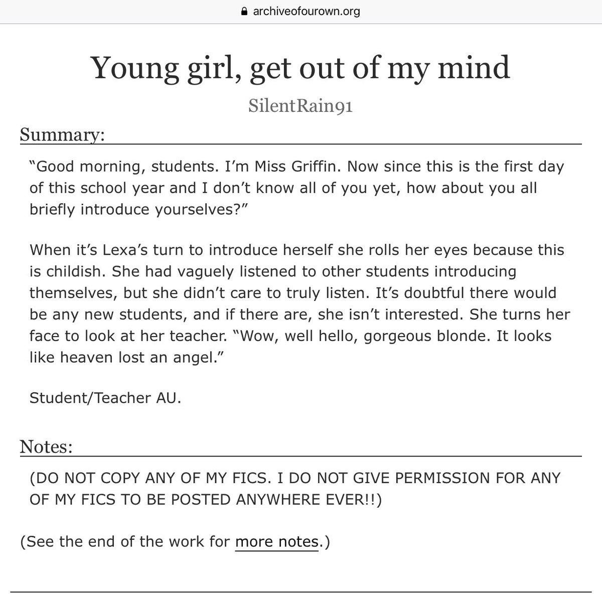 Sangabrielle69's tweet photo. #ReadingSunday โYoung girl, get out of my mindโ by SilentRain91๐๐ผ #Clexa AUโs fic
Rebel Student Lexa / Single mom Teacher Clarke.
An amazing fic, very slow burn,๐ฅฐ but so good!!
https://t.co/hmNNN2dDvk ๐โพ๐โ๐ป
#AlyciaDebnamCarey #ElizaTaylor #Lexa #ClarkeGriffin #ClecaAUFic https://t.co/SemcqrcEAE