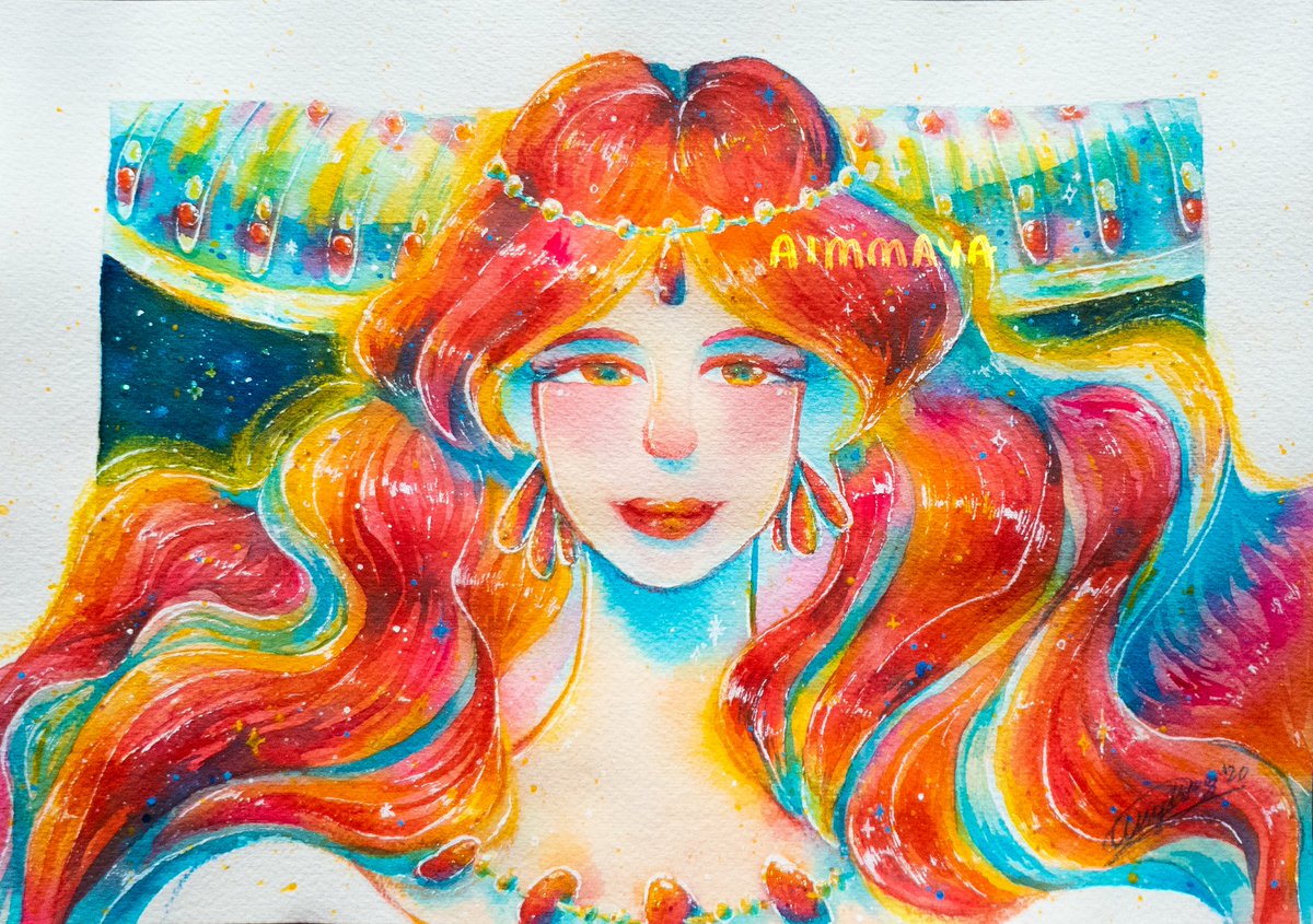 aimmaya's tweet photo. Attempt at #ghibliredraw #ghibliredrawchallenge of Granmamare from #Ponyo!!! 🤩💖🌟🌊🌈❣✨ becus she's one of my faves 😳😌 I REALLY enjoyed painting this and am so happy with the result!!! :^D Planning on drawing more Ghibli in the future 🥰💖✨ https://t.co/CWKrOJNQbR