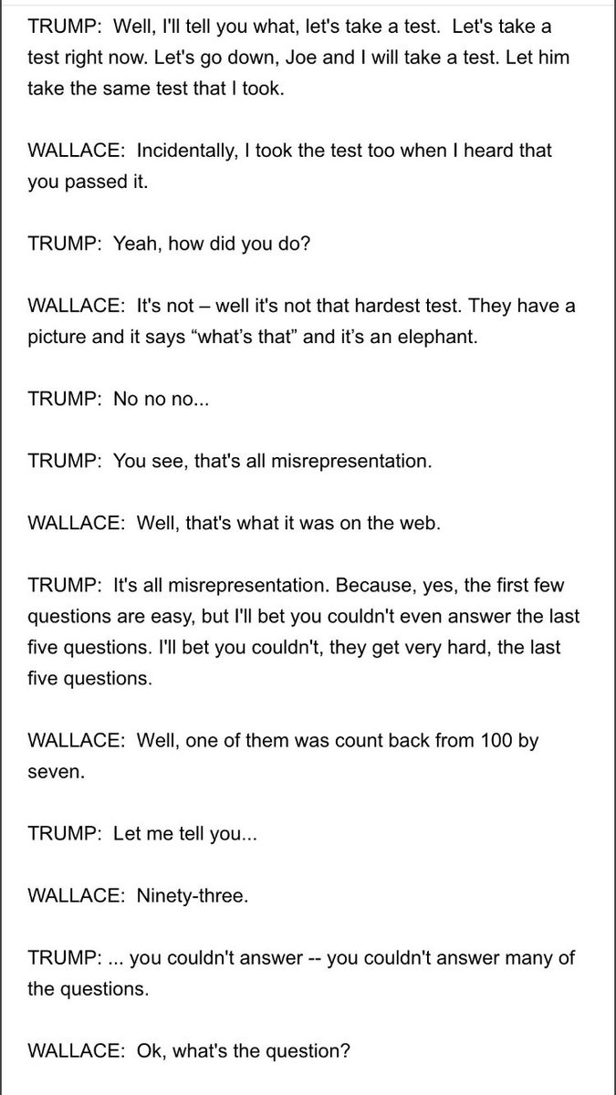 Jon Sopel (@jonsopel) on Twitter photo Excerpt of <a href="/realDonaldTrump/">Donald J. Trump</a> int this morning with <a href="/FoxNewsSunday/">Fox News Sunday</a> on his cognitive test Excerpt of <a href="/realDonaldTrump/">Donald J. Trump</a> int this morning with <a href="/FoxNewsSunday/">Fox News Sunday</a> on his cognitive test