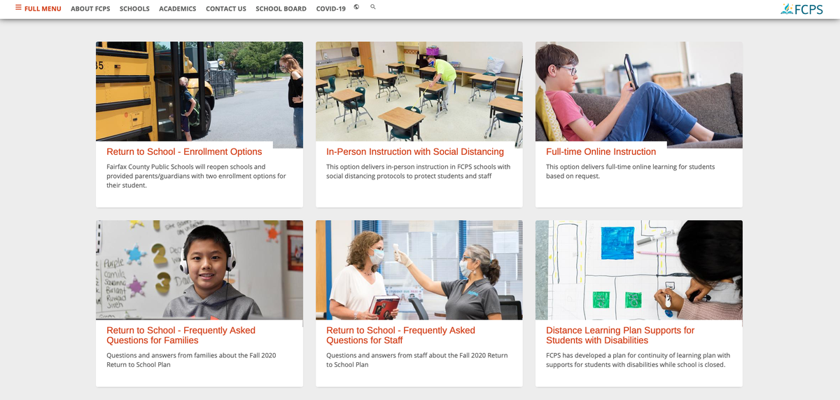 Here are a few sample Back-to-School 2020 websites from districts across the country. Others in the comments. Image: <a href="/fcpsnews/">Fairfax Schools 🌟</a>. #schoolpr #MAedu

Any other district sites you recommend as models?
bit.ly/2WBAG7I
bit.ly/2DSeFuI
bit.ly/3hcqsCD