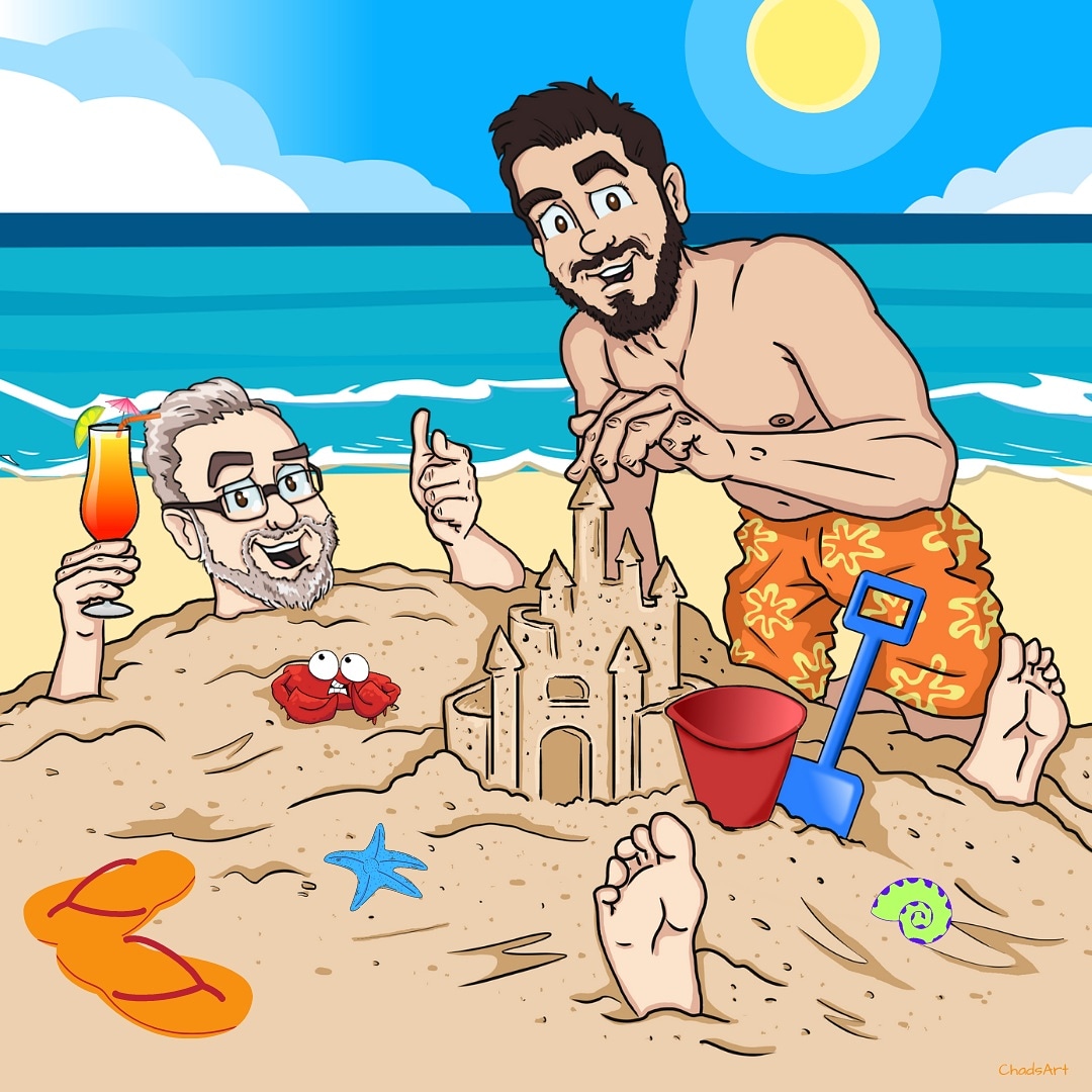 GioandJC's tweet photo. Loving our new Summer Artwork created by the super talented @chadsart #gaymarriedcouple #gayyoutubers #gaycouple https://t.co/AFVe5W9fef