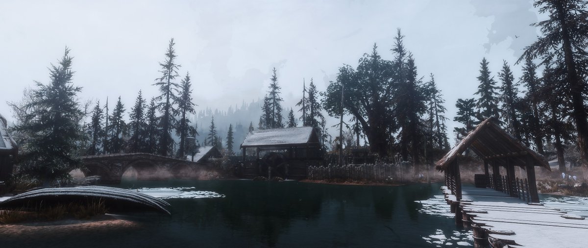 Xylluk's tweet photo. The small town of Morthal #Skyrim #SkyrimSE #SkyrimSpecialEdition #ModdedSkyrim #Morthal #ElderScrolls https://t.co/QD561qOG2U