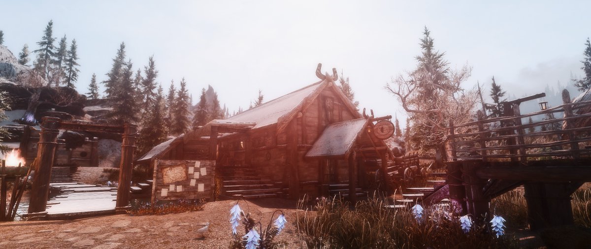 Xylluk's tweet photo. The small town of Morthal #Skyrim #SkyrimSE #SkyrimSpecialEdition #ModdedSkyrim #Morthal #ElderScrolls https://t.co/QD561qOG2U