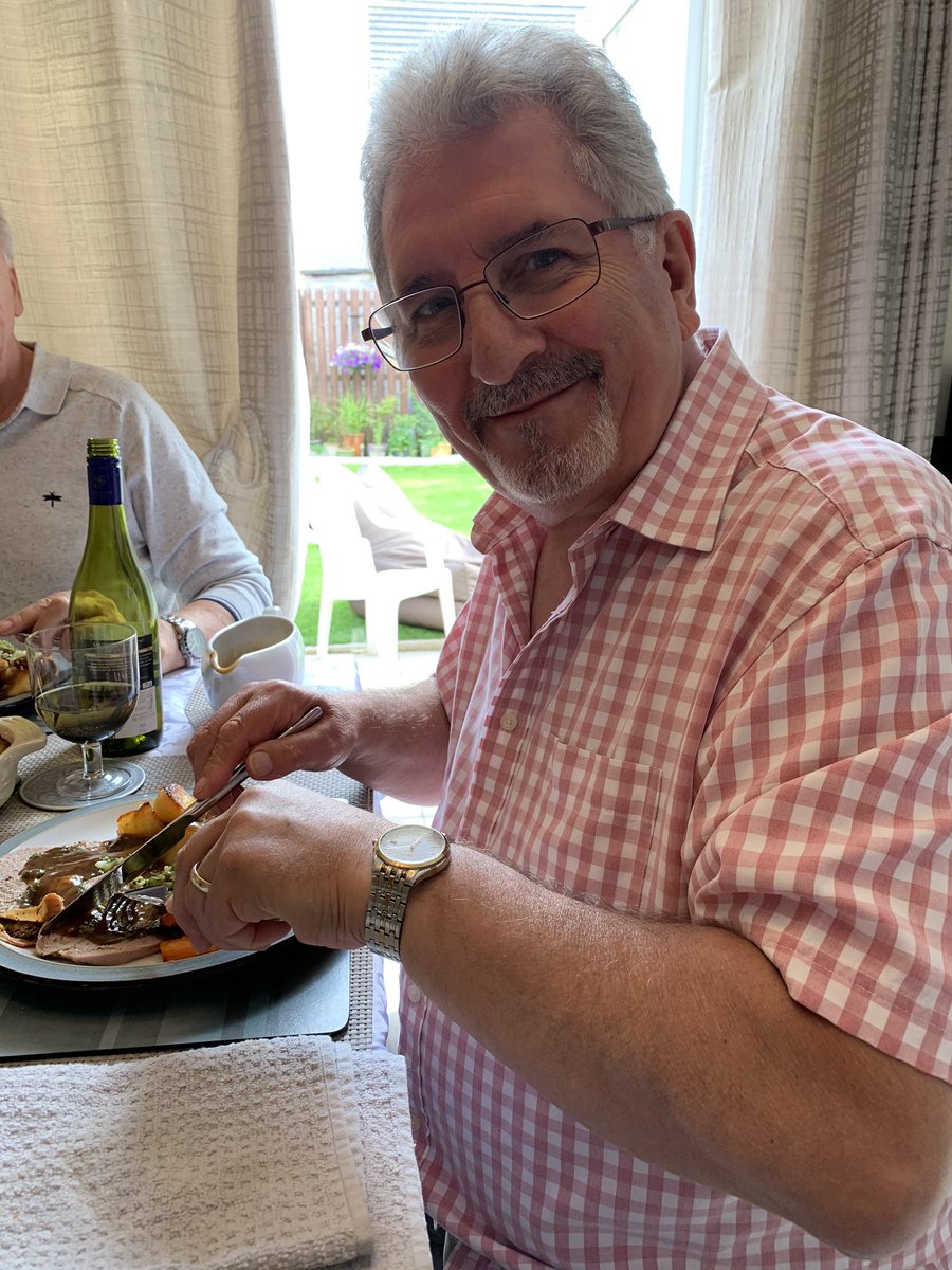 misswardmusic's tweet photo. I think the birthday boy was quite happy with his roast dinner! Happy cake day pops xx #72today 🎂🎉 https://t.co/dKaI4mCIie