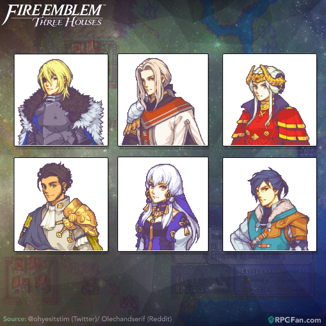 Rpgfan Dot Com I M Loving Each Of These Fe Sprites From Ohyesitstim That Takes Three Houses Characters Back To The Series Game Boy Advance Aesthetic Or My Headcannon Fire Emblem