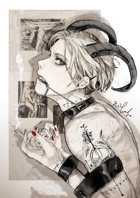 こういう病んでそうな男の人描くのも好きなので依頼おまちしております 