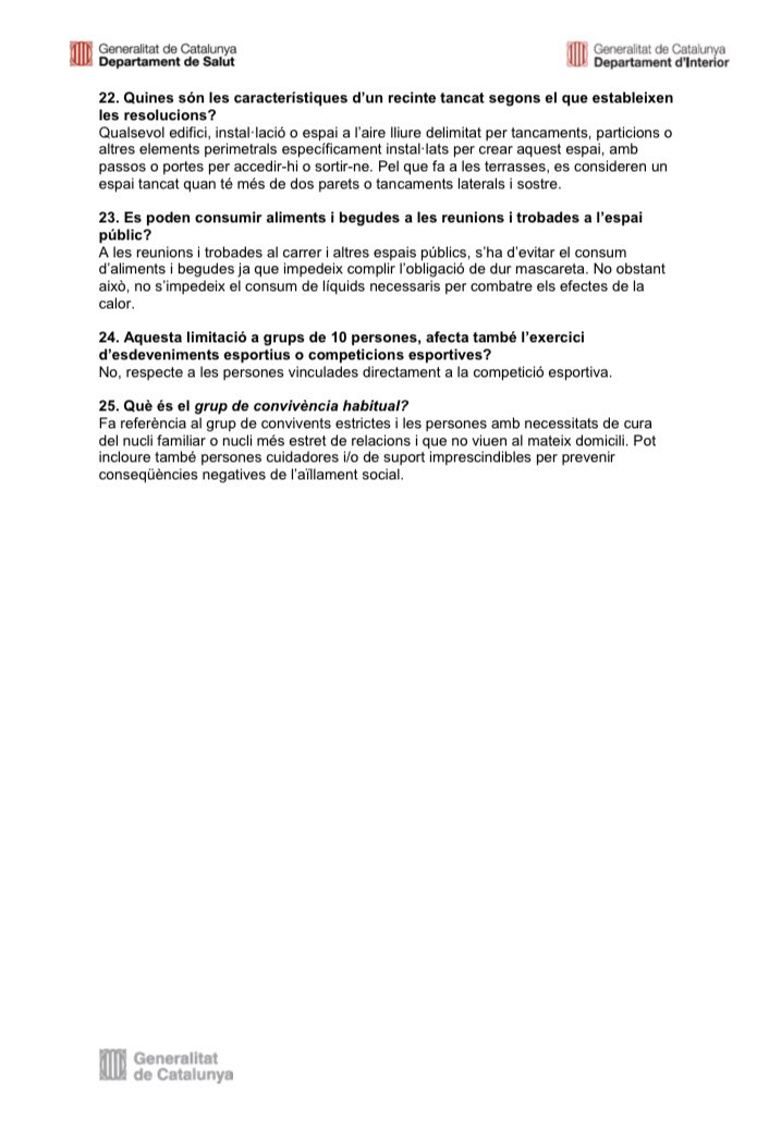 📌 Criteris d’aplicació de les mesures restrictives per la COVID-19 a Catalunya