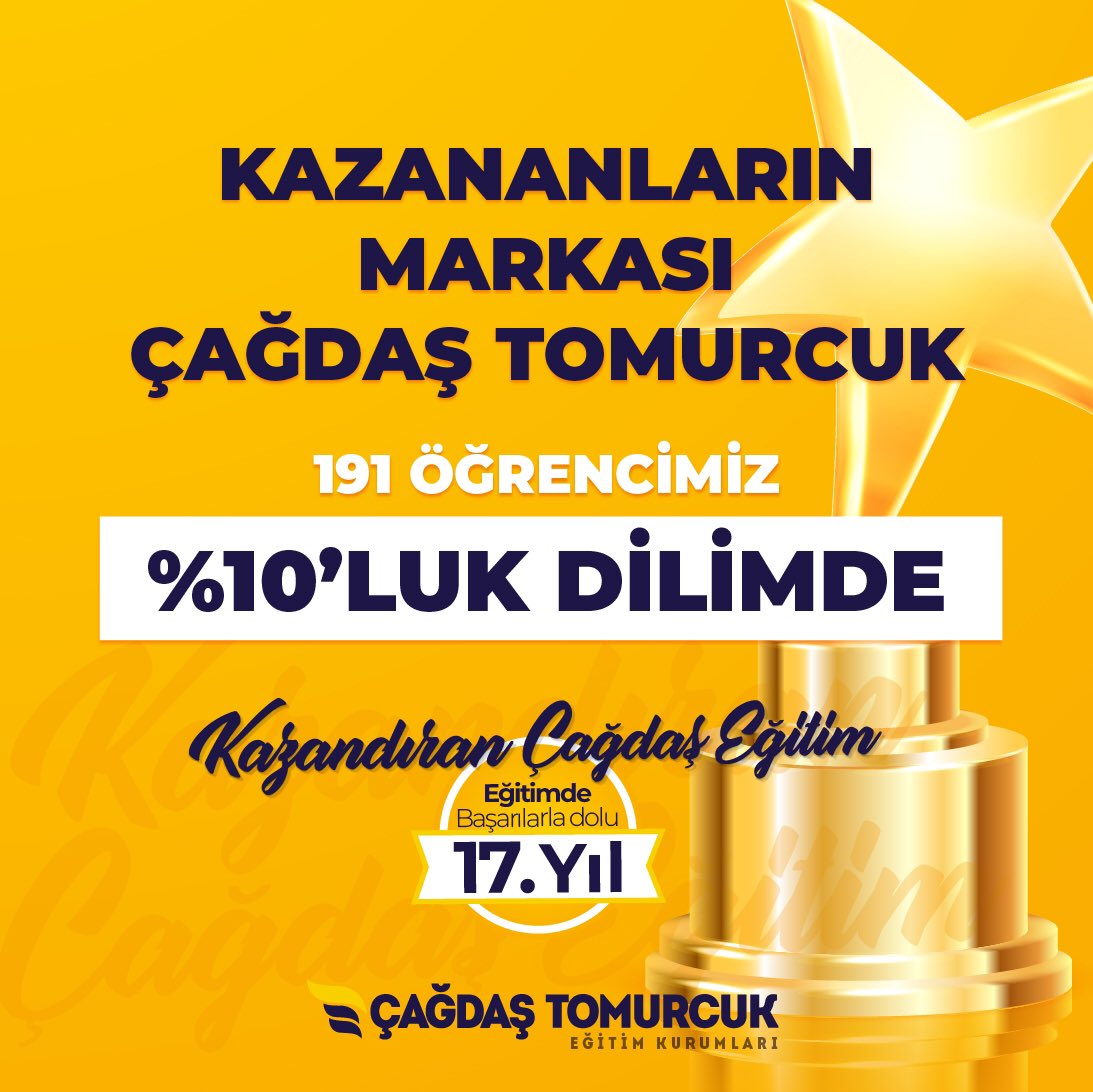 EgitimTomurcuk's tweet photo. Kazananların Markası Çağdaş Tomurcuk 🏆
191 Öğrencimiz %10’luk Dilimde 🌟 https://t.co/ggSSyVNA9q