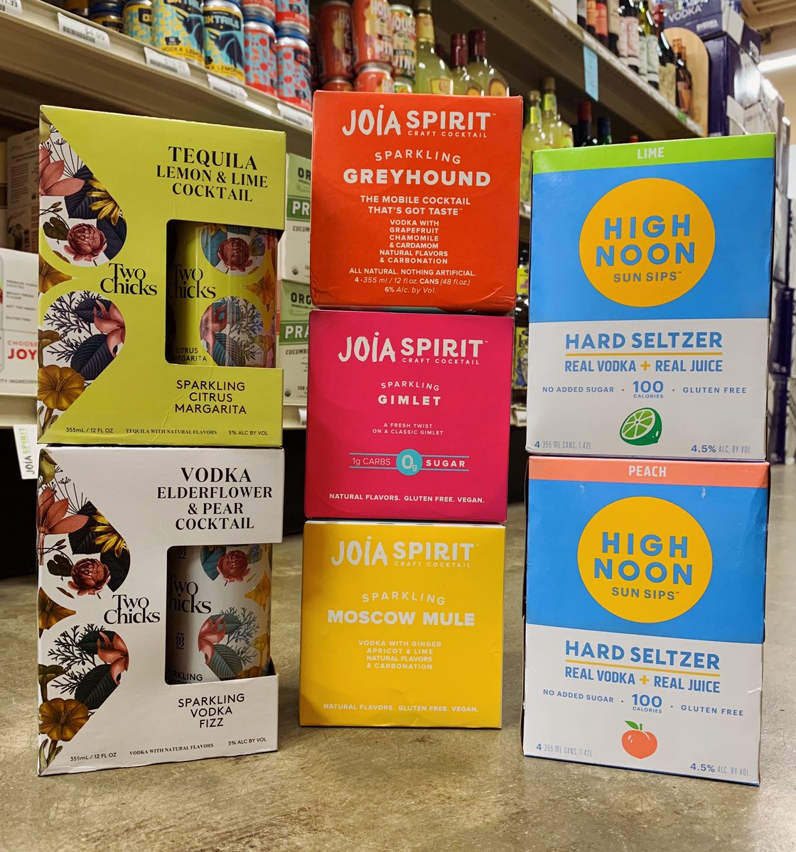 lakesidewines's tweet photo. Make sure to stop in and check out our selection of canned cocktails and seltzers! These are super convenient, delicious, and the perfect way to beat the summer heatโ๏ธ #cannedcocktails #craftcocktails #seltzer #twochicks #joia #highnoon #summersips https://t.co/OVK7Fyveuj