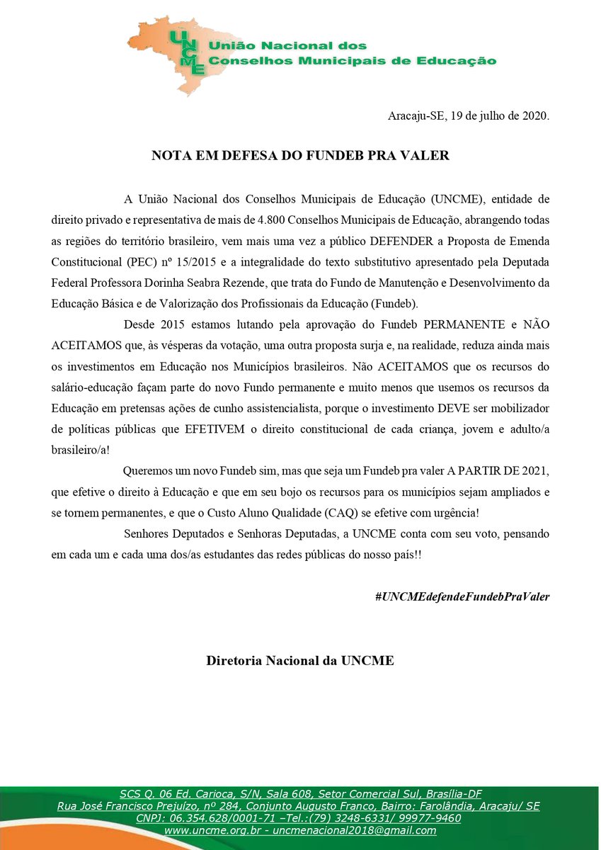 UncmeO's tweet photo. #UNCMEdefendeFundebPraValer
@RodrigoMaia @davialcolumbre https://t.co/JW8tim8Vok