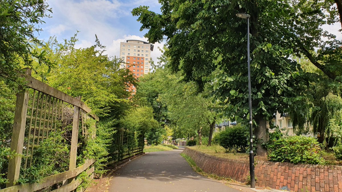 Down Woodpecker Road. But, Woodpecker Road isn't really a road any more, it's much better than that. A pedestrian walk way which takes you from Fordham Park to Folkestone Gardens.Historical photo from  @soxgnasher