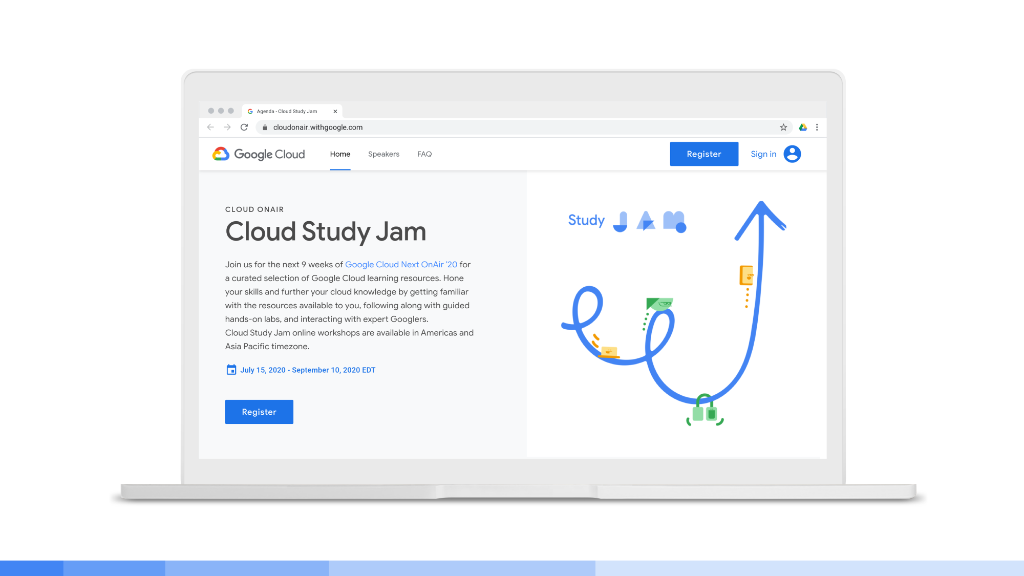 GoogleCloudTech's tweet photo. We want to jam with you! Register for Cloud Study Jam for a curated selection of Google Cloud learning resources. Infrastructure-focused resources, guided hands-on labs, and sessions start on July 29th → https://t.co/OVxQa2nfpM https://t.co/uqMteYWEa1