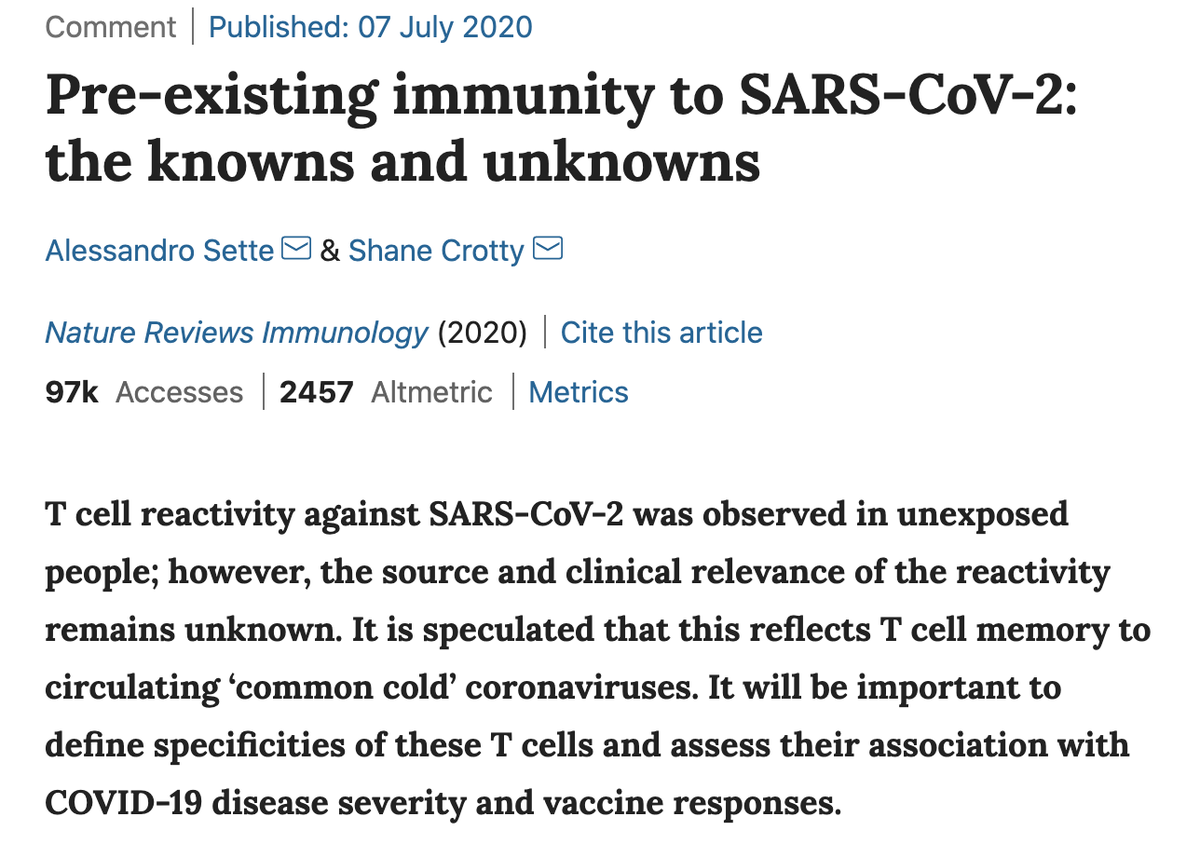 There have been a number of academic studies (although some not peer reviewed yet) suggesting significant pre-existing immunity (summary of some here) https://www.nature.com/articles/s41577-020-0389-z?e=39223