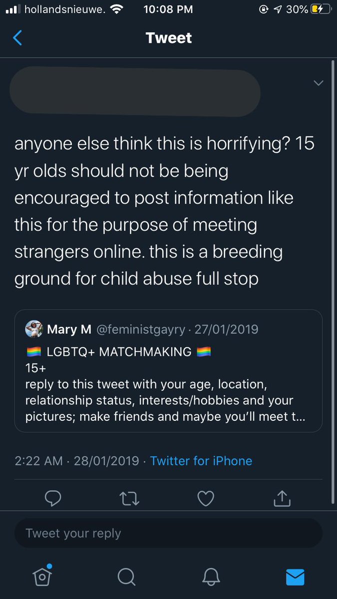 she has also done matchmaking threads in the past, that were 15+. she asked them to drop pictures, share their location, age, relationship status and interests. this endangers minors by giving possible predators so much information they can use to identify the minor.