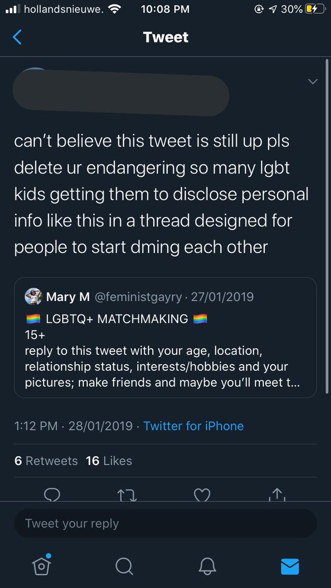 she has also done matchmaking threads in the past, that were 15+. she asked them to drop pictures, share their location, age, relationship status and interests. this endangers minors by giving possible predators so much information they can use to identify the minor.