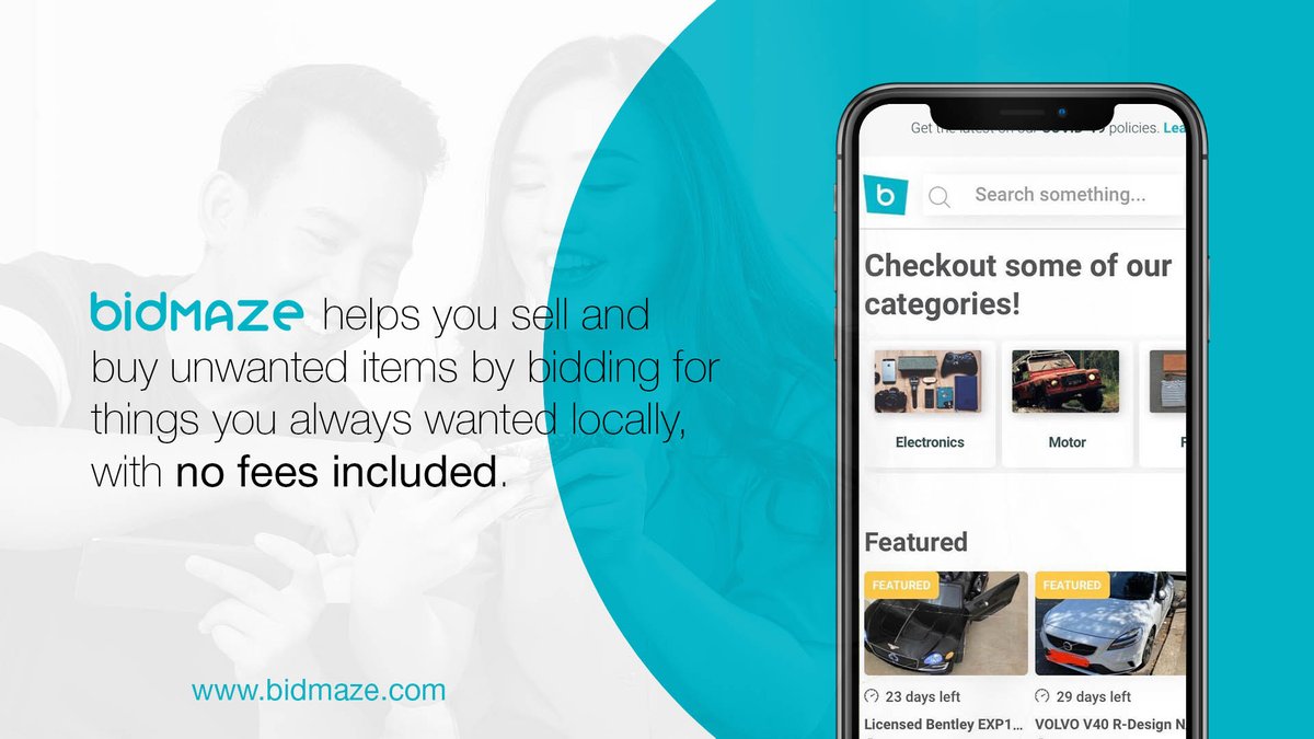 bidMAZE's tweet photo. You don’t have to worry about commissions and hidden charges anymore! Here at #bidMAZE, sell and buy the items you’ve always wanted with no strings attached.

Join us at https://t.co/KmQZpkGvh6

#onlineshopping https://t.co/UMfCbO7Eei
