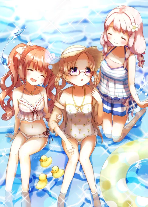 「うきわがあるから大丈夫!」
「私達がひっぱってあげるよ!」 