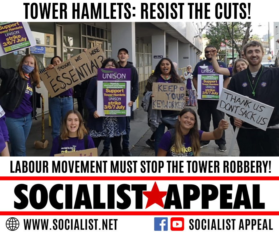 BeckettMarxists's tweet photo. UNISON members in #TowerHamlets have showed the way forward this week. We must fight the cuts with militant action! The labour movement must stop the #TowerRobbery! https://t.co/MCaOcXlq1J https://t.co/6UORy10pFk