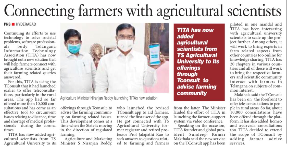 TconsultApp's tweet photo. After successful 10,000+ eDoctor Consultations, #Tconsult has now brought out a new solution that will help farmers connect with e-AgriScientists to get their farming-related queries answered. 

@sundeepmakthala @KTRTRS @DrTamilisaiGuv @SmitaSabharwal @jayesh_ranjan @PMOIndia https://t.co/DTfM4CsBUl