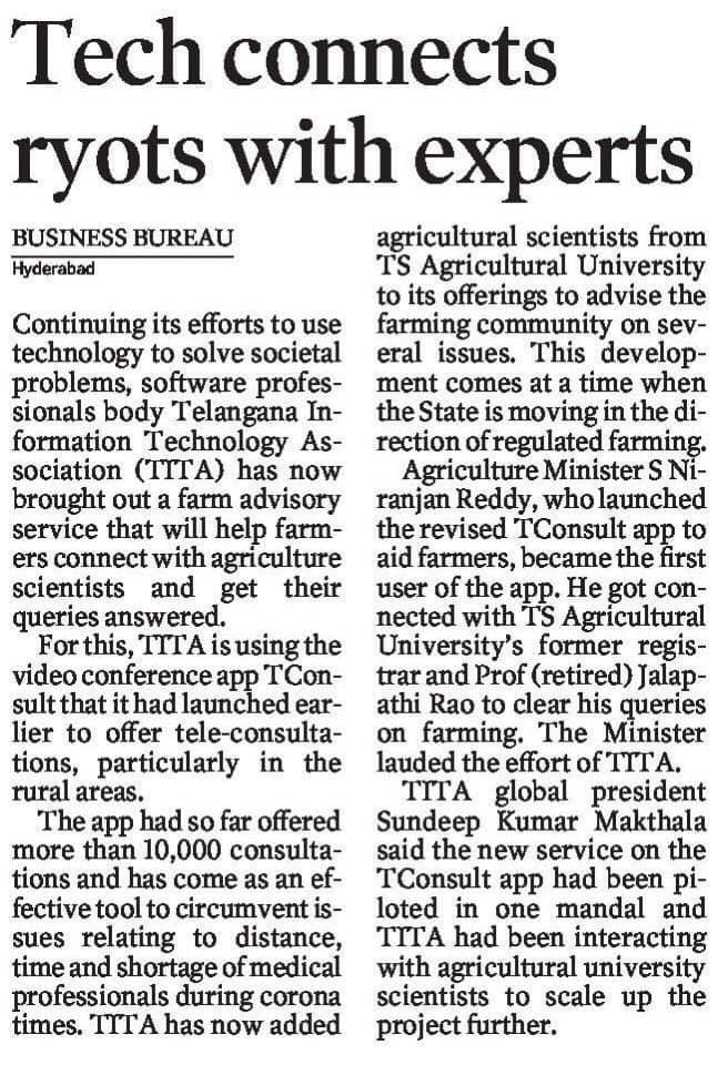 TconsultApp's tweet photo. After successful 10,000+ eDoctor Consultations, #Tconsult has now brought out a new solution that will help farmers connect with e-AgriScientists to get their farming-related queries answered. 

@sundeepmakthala @KTRTRS @DrTamilisaiGuv @SmitaSabharwal @jayesh_ranjan @PMOIndia https://t.co/DTfM4CsBUl