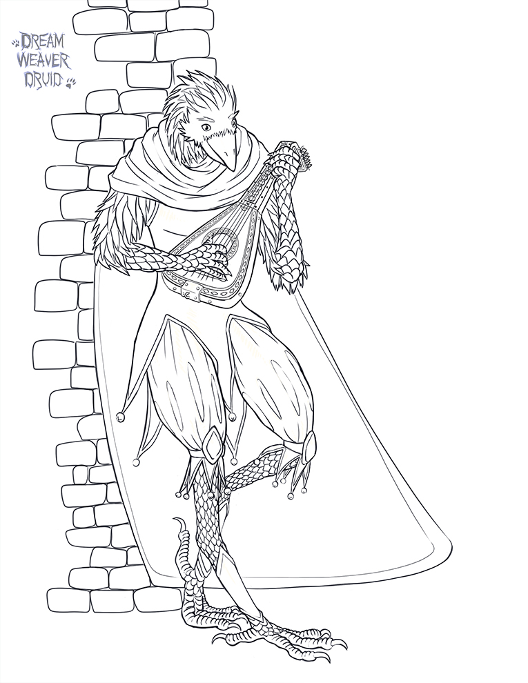 dreamweavedruid's tweet photo. Recent Commission for deckedoutdevildaggers​ on Tumblr, of their Kenku Bard named Dove Rustle! 😊😊

#kenku #5e #dnd #dndcharacter #tabletopgames #tabletopcharacter #characterart #art #fantasy #dungeonsanddragons #bard #kenkubard #commissions #commissionsopen #commission https://t.co/LkrXP6bnUT