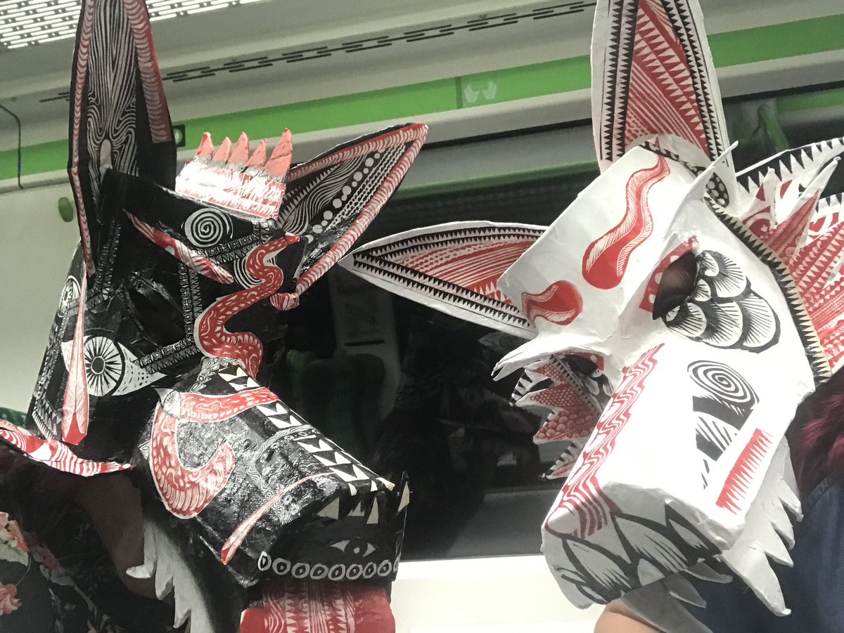 skarey_parsnips's tweet photo. @supersonicfest Ahead of the curve wearing masks on the train home after @dennismcnett1’s brilliant workshops at Supersonic 2018 #sofasonic https://t.co/0odAnZp2vk