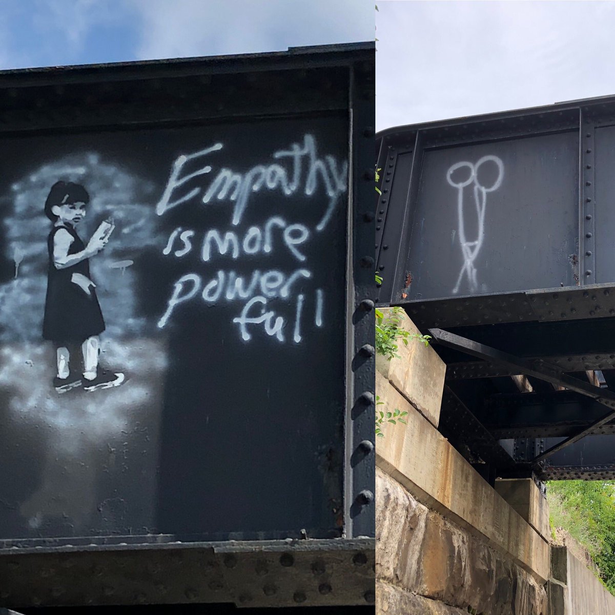 tphoneman99's tweet photo. #fightthepower
.
#art #smalltown #ohio
#wallart #vandalism #paintedbrick #stencil #stencilart #blackandwhite #streetart #hiddencorners #stencil #stencilart #mural #creativeashland #paintedbrick #graffitiart #noracism #stoptheviolence #stopthehate #daughter #empathy https://t.co/VPTa0HQdlW