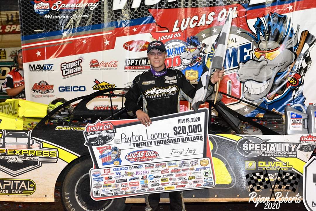 Congratulations to Payton Looney as the Show Me 100 trophy will stay in the Show Me state. The $20,000 payday is the biggest career win for Payton so far in his racing career