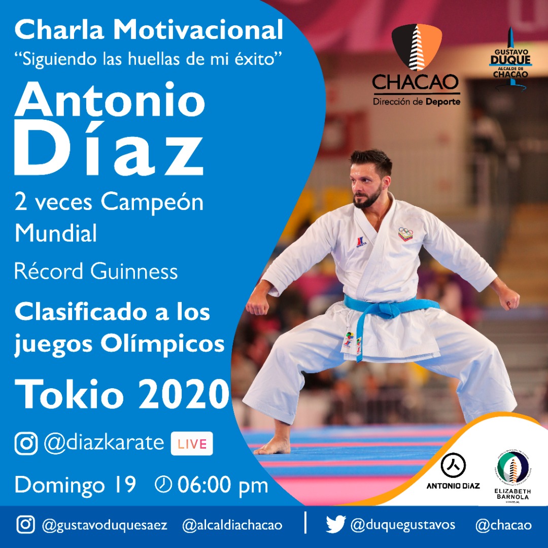 Este domingo #19Jul invitamos nuestros niños a celebrar su día participando en la charla motivacional denominada “Siguiendo las huellas de mi éxito” que ofrecerá el #1 en Karate, dos veces campeón mundial, nuestro Antonio Díaz <a href="/diazkarate/">Antonio Díaz OLY</a>
#DeporteChacao 
<a href="/duquegustavoS/">Gustavo Duque Sáez</a>