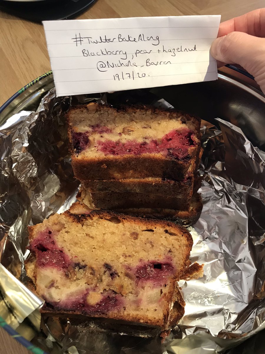 Nichola_Barron's tweet photo. BlackBerry, pear and hazelnut loaf cake from #Howtoeatapeach. #Twitterbakealong @thebakingnanna1 @Rob_C_Allen https://t.co/BoRHfvz9dm