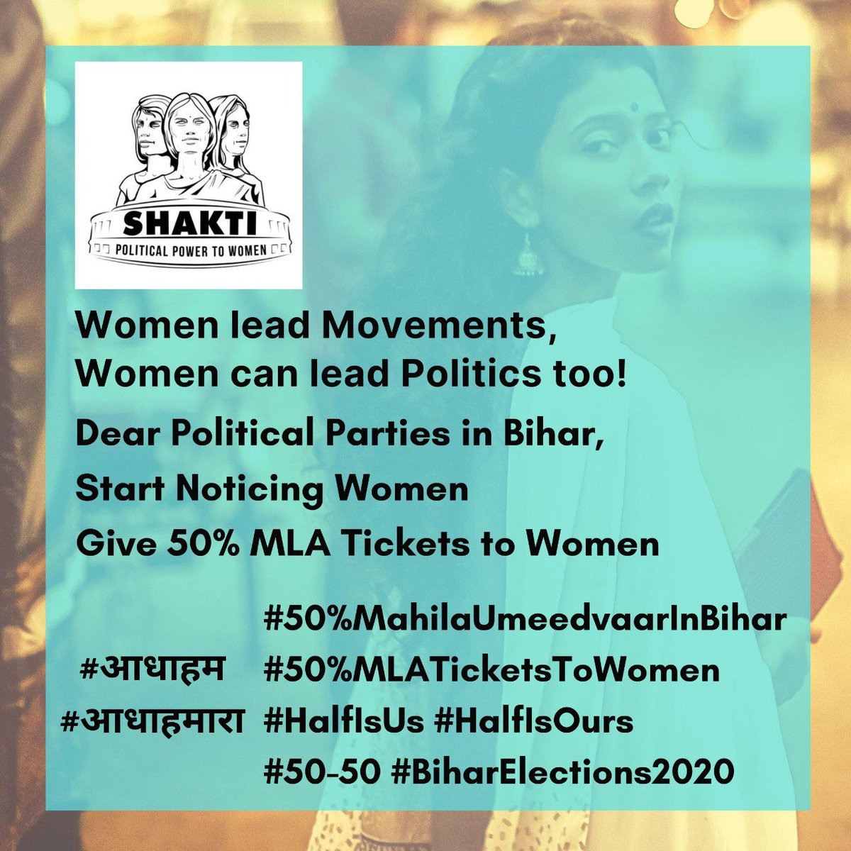 krantinaari's tweet photo. The world is witness to the wonders women as leaders have brought, even during a pandemic! Women belong in politics. #50pcMahilaUmeedvaarInBihar #HalfIsUs #HalfIsOurs #AadhaaHum #AadhaaHumara https://t.co/z7rfgTM0VS