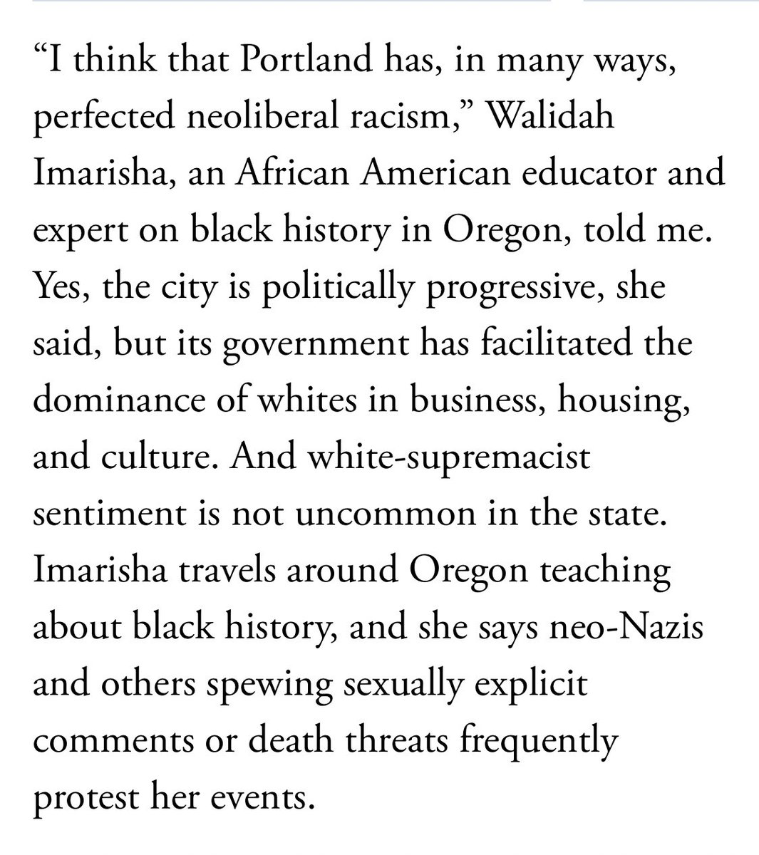 Yeah you read it right, Portland is the Whitest city in America and it isn’t a coincidence that Trump/Barr/DHS chose to exact this oppression and terroristic abuse on a city full of White people who may be more “woke” than most but still never thought this could happen to *them*.