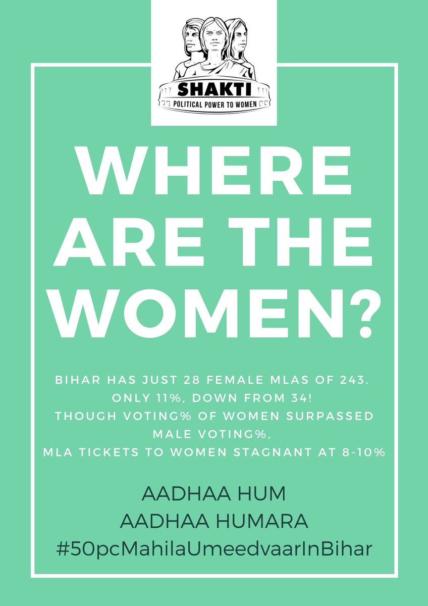 ajuli01's tweet photo. #50pcMahilaUmeedvaarInBihar
We want...
50% women candidates
50% MLA tickets to women
50% women on the ballot https://t.co/CJv5b9z7e9