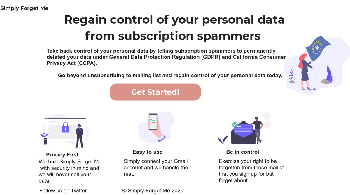 We are making it easier for consumers to exercise their right to be forgotten in one single view.  Sign up: simplyforgetme.com
Start excerising your right under #GDPR #CCPA #infosec #dataprivacy #dataprotection