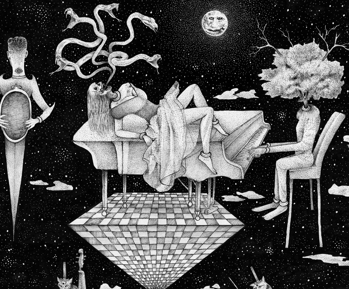AntonConstanti's tweet photo. I'm glad @Wizard101Devs are considering bringing back the old Moon from Orthrus!! 
This is a drawing I did in 2017 where I drew it inside. 
I love the strangeness.
It could be interesting if it had it's own story line, or a spell for itself only.
@Wizard101 #Wizard101 https://t.co/BUBAc3H78I