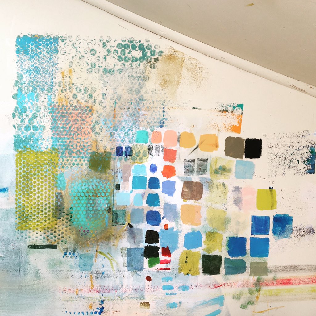 huxtable_nathan's tweet photo. #lockdown2020 Studio wall.
#thedailypostcardproject colour tests.
#cosart2020 #openwindows2020 @camopenstudios
#postcardpainting #StayHomeStaySafe #COVIDー19 #lockdown https://t.co/h0h5GfGFvu