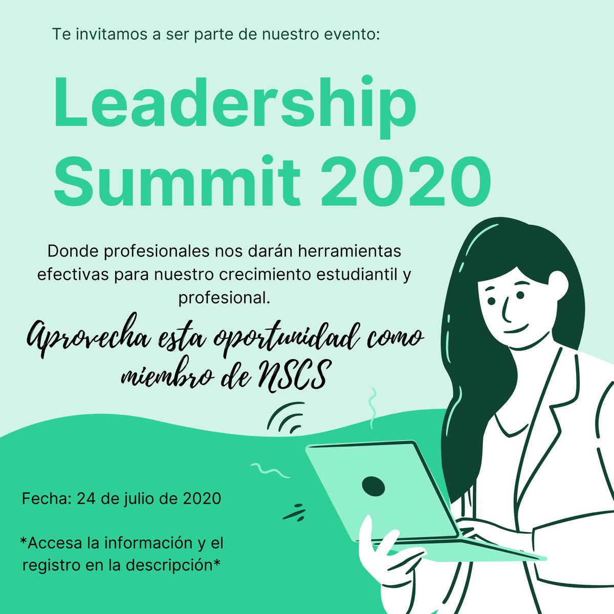 nscsuprrp's tweet photo. ¡Participa del Leadership Summit 2020 este próximo viernes 24 de julio a la 1PM! Este evento nacional es para miembros de NSCS como tú. Descubre los beneficios de la organización y tips para el semestre en línea. 

Reguitrate en: https://t.co/wS28epxP0W https://t.co/D6s1Bkk5P7