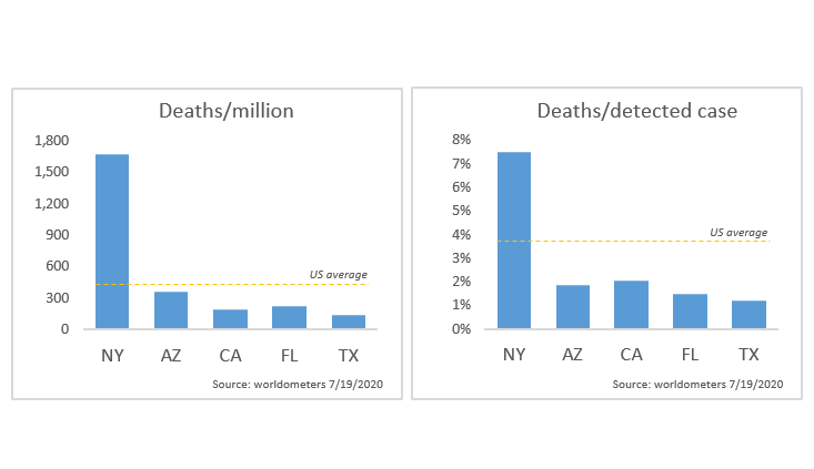 covid_clarity's tweet photo. Amid media hysteria, TX, FL, AZ, and CA have been criticized for their covid19 response. And recently Dr. Fauci praised the response of New York.

How quickly some forget the facts. See below. https://t.co/xnYMoATtF6