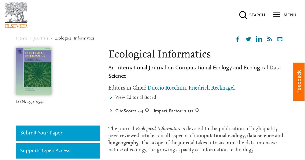 Ecological Informatics (@ecolinform) on Twitter photo Quite a stable impact factor over the years. Submit your paper at:
editorialmanager.com/ECOINF/
<a href="/ElsevierNews/">Elsevier News</a>
@ElsEnviron
@Ecolinform Quite a stable impact factor over the years. Submit your paper at:
editorialmanager.com/ECOINF/
<a href="/ElsevierNews/">Elsevier News</a>
@ElsEnviron
@Ecolinform
