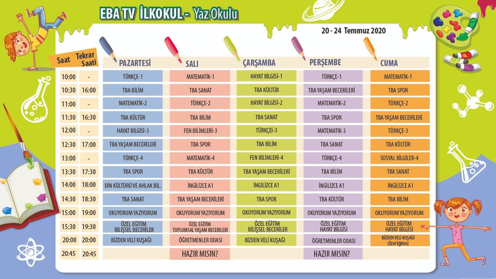 hakan__yasar's tweet photo. 📺TRT EBA TV

☀️Yaz Okulu’nda Bu Hafta

İşte, öğrenci, öğretmen ve velilerimize özel hazırladığımız yeni haftanın programı
Herkesi bekliyoruz...
🗓20-24 Temmuz 2020 https://t.co/LX1Zb7vTck